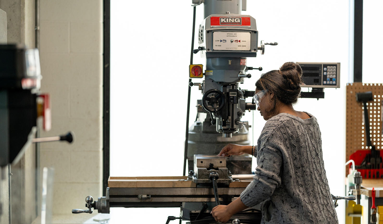 Student working in the CEED Brunsfield Centre workspace