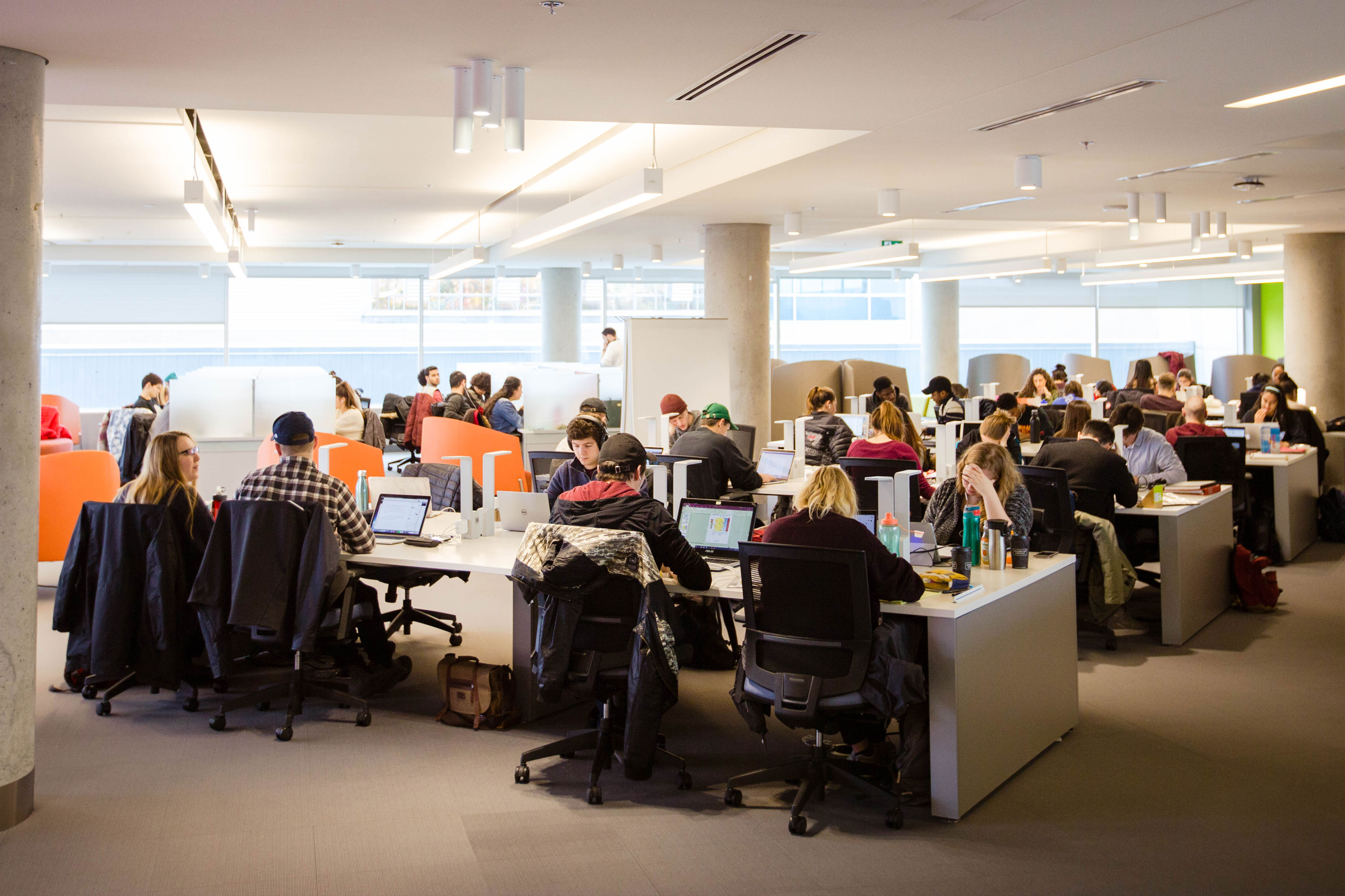 Students studying in SITE building.