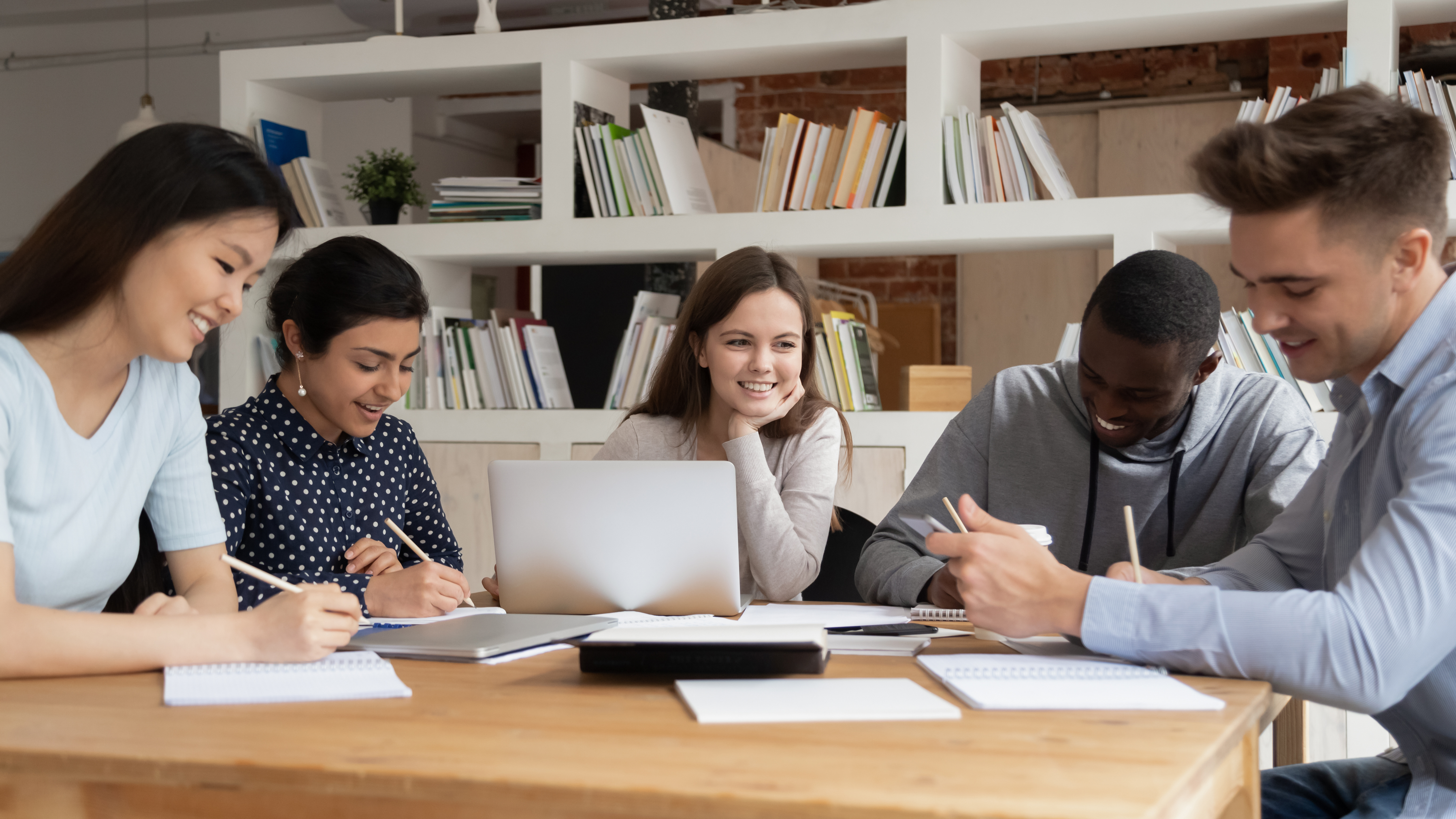 students around table