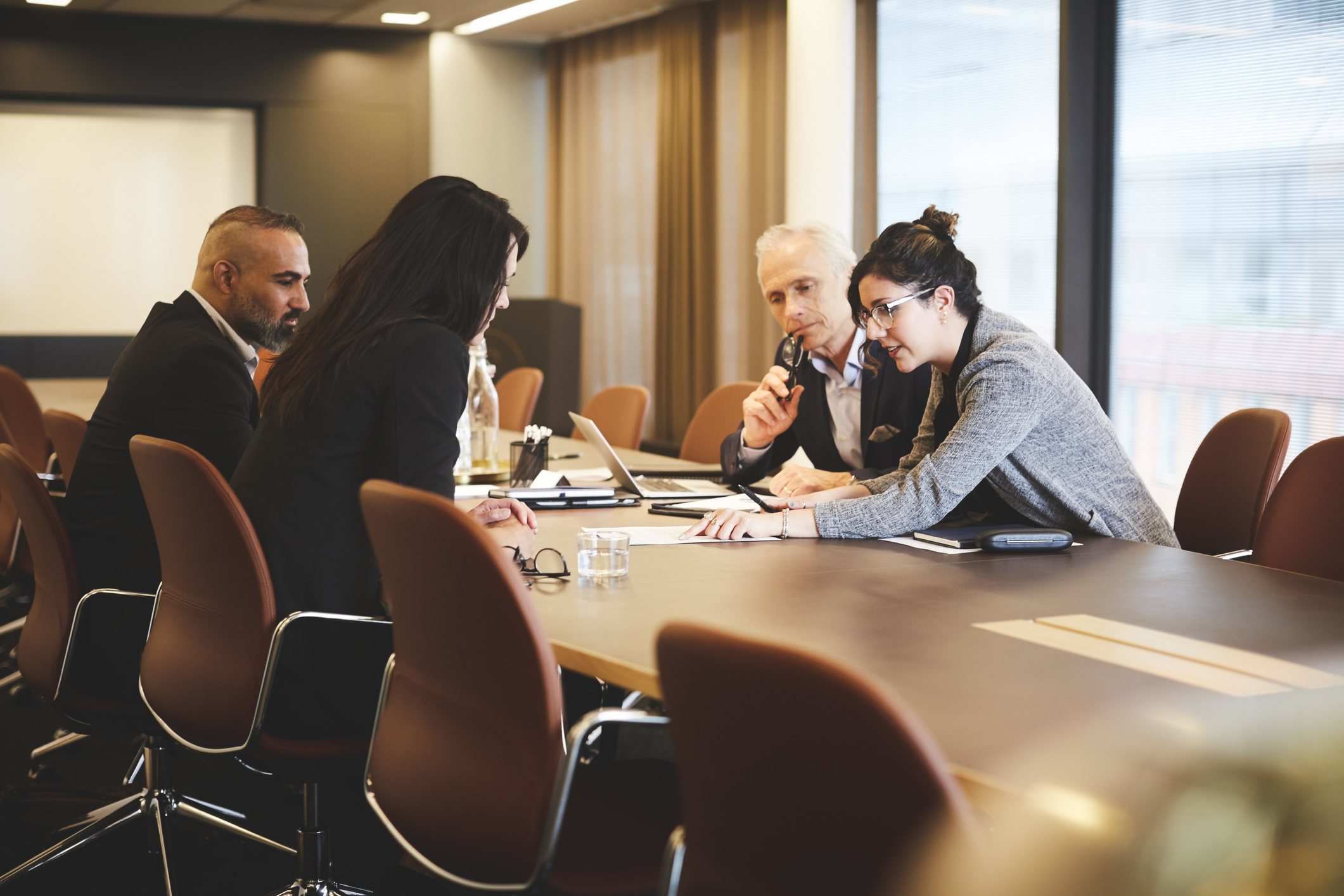 Staff working at table