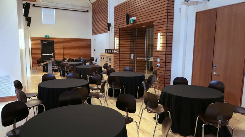 Johnson Hall with table set up.