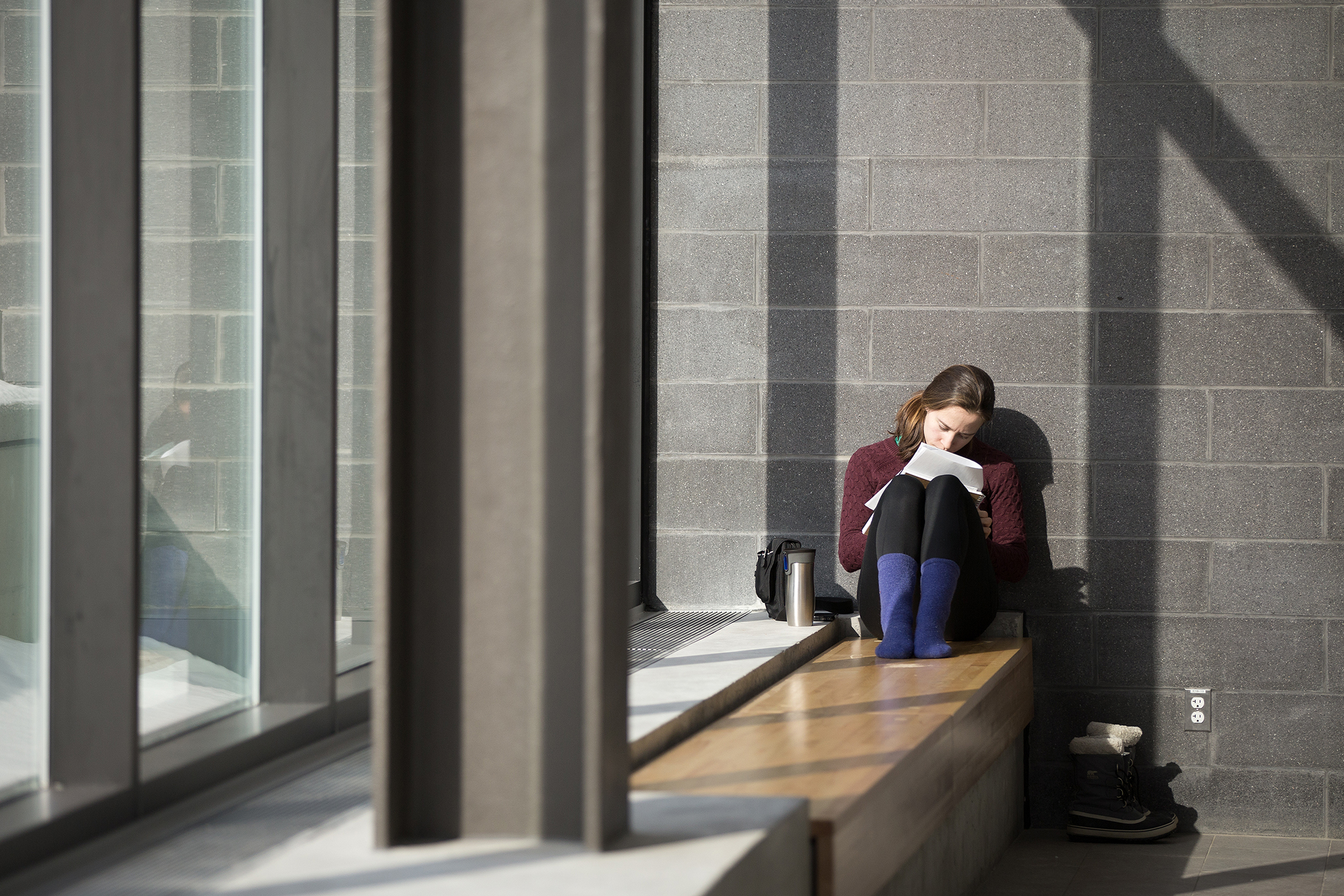 Female student working on a paper