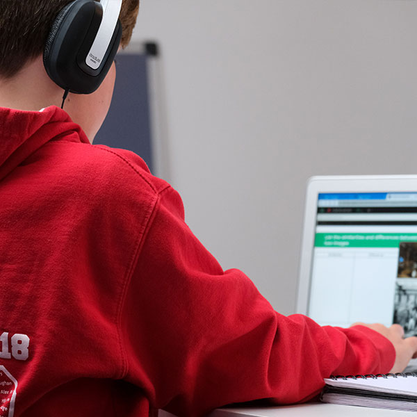 Child using a laptop