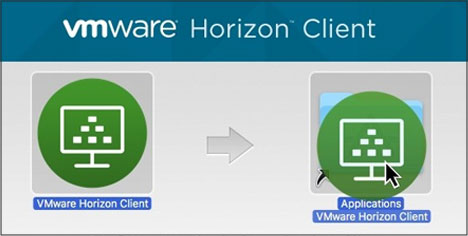 alt="Screenshot of VMware Horizon Client window with content VMware Horizon Client and Application VMware Horizon Client"