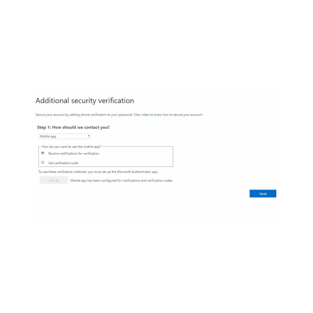 IT mobile step5 mfa. Additional verification screen