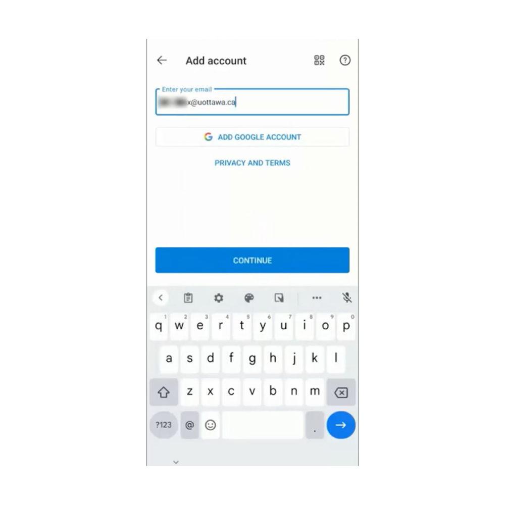 Log in screen on Intune company portal App