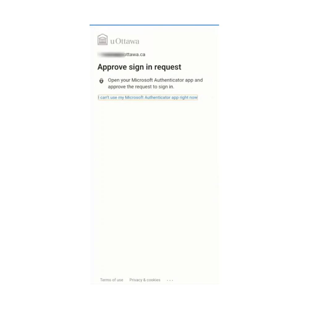  Approve sign in request screen on Intune company portal App