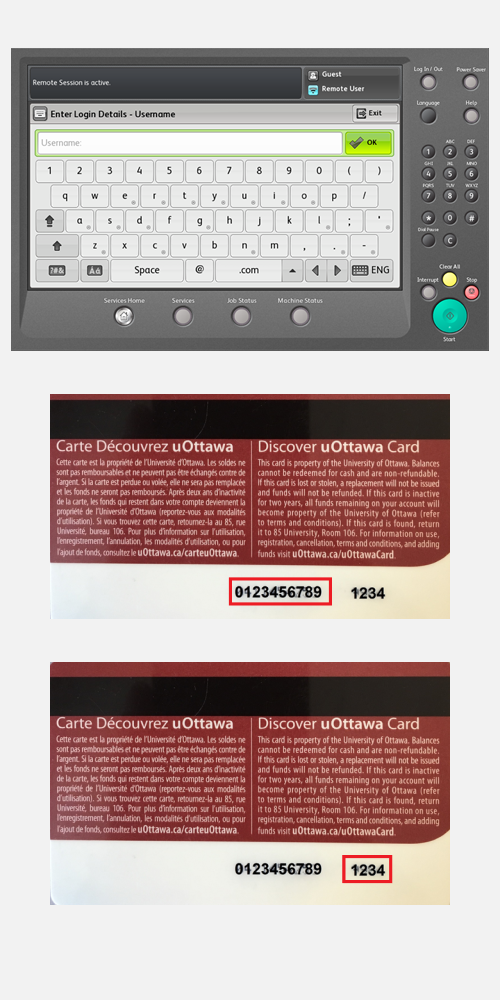 Enter login details screen and discover Uottawa card details