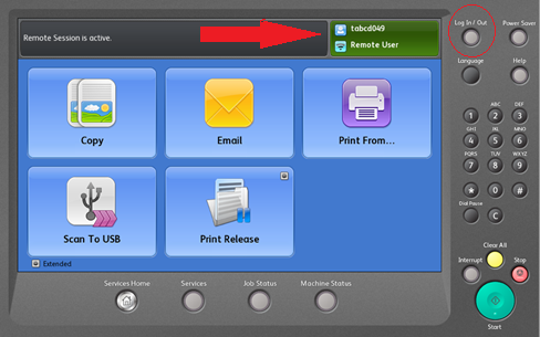  Illustration of step 3: Printer displaying features screen, showcasing username in top right corner