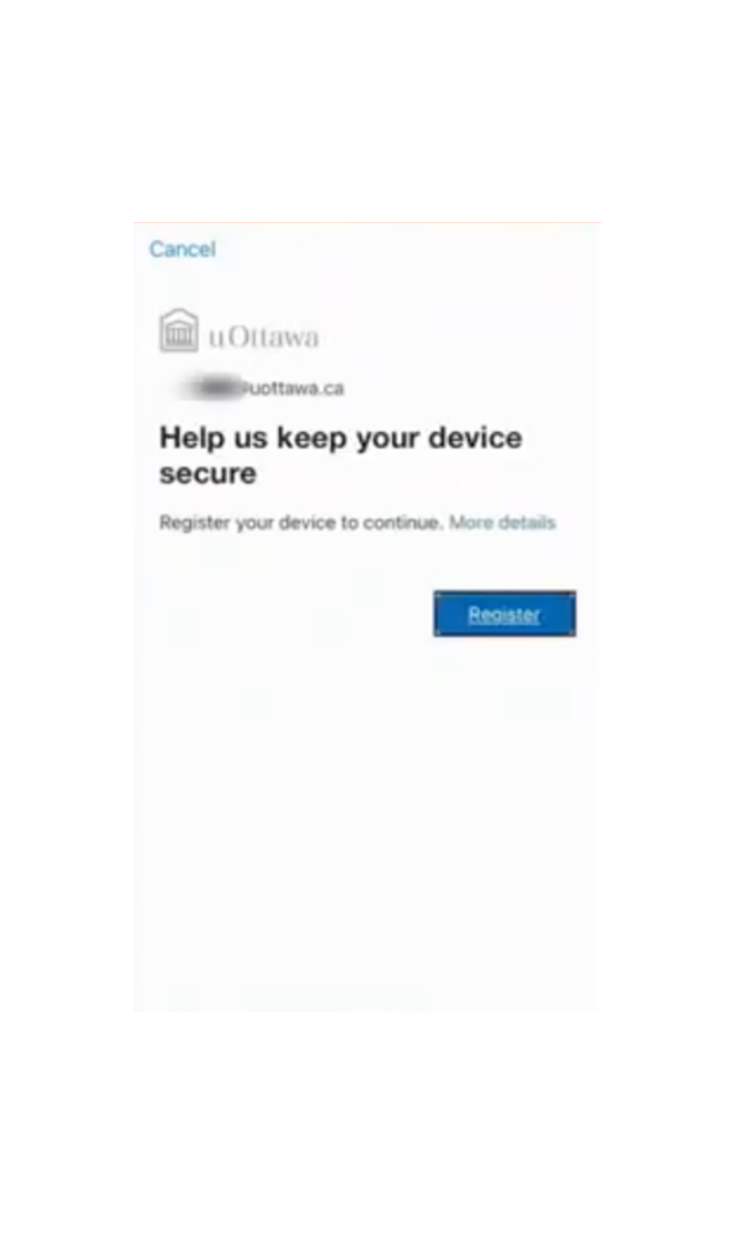 Register for Microsoft authenticator application