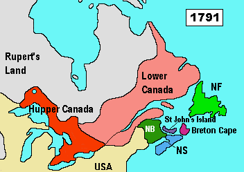 Rupert's Land, Lower Canada, Hupper Canada