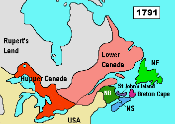 Lower Canada, Rupert's Land, Hupper Canada