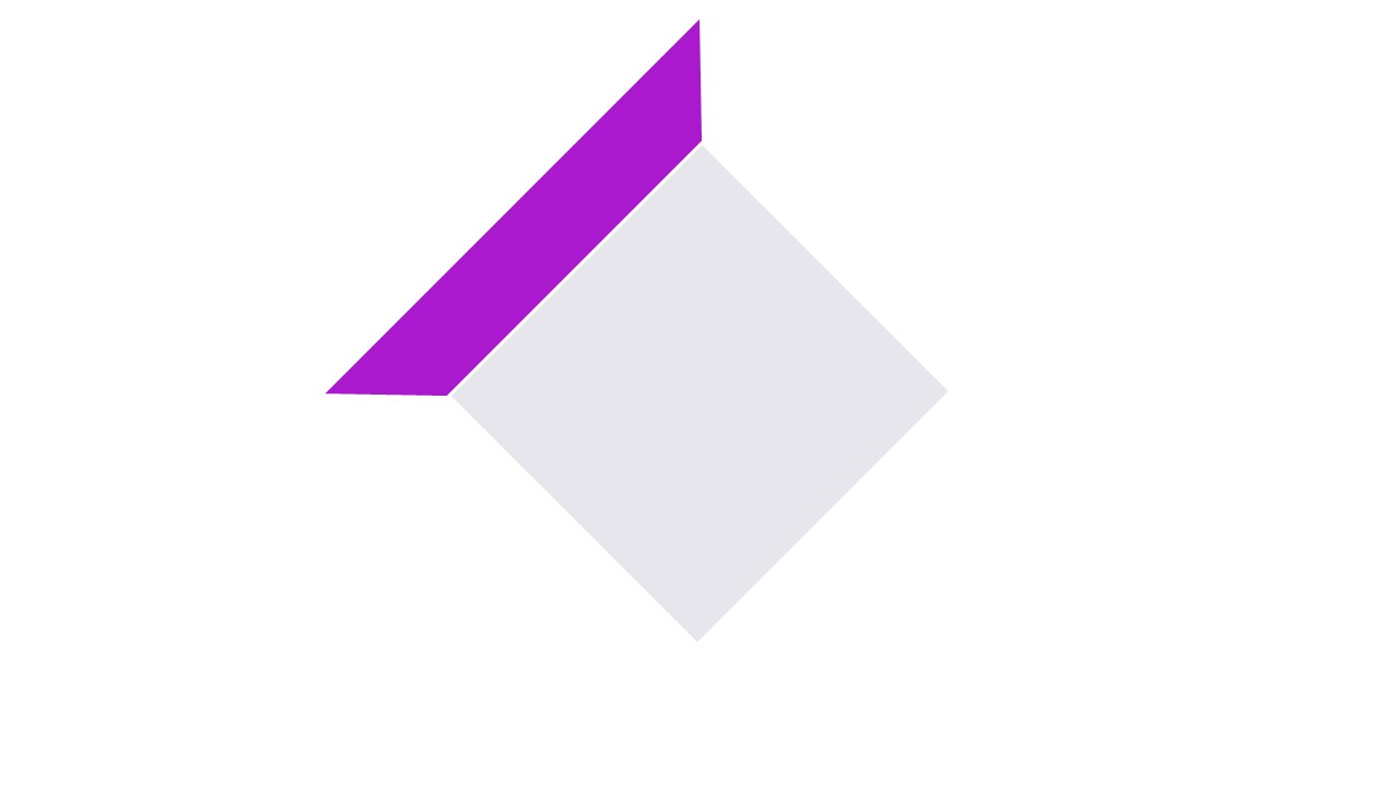 Purple coloured trapezoid border (left side) with a grey square under it.