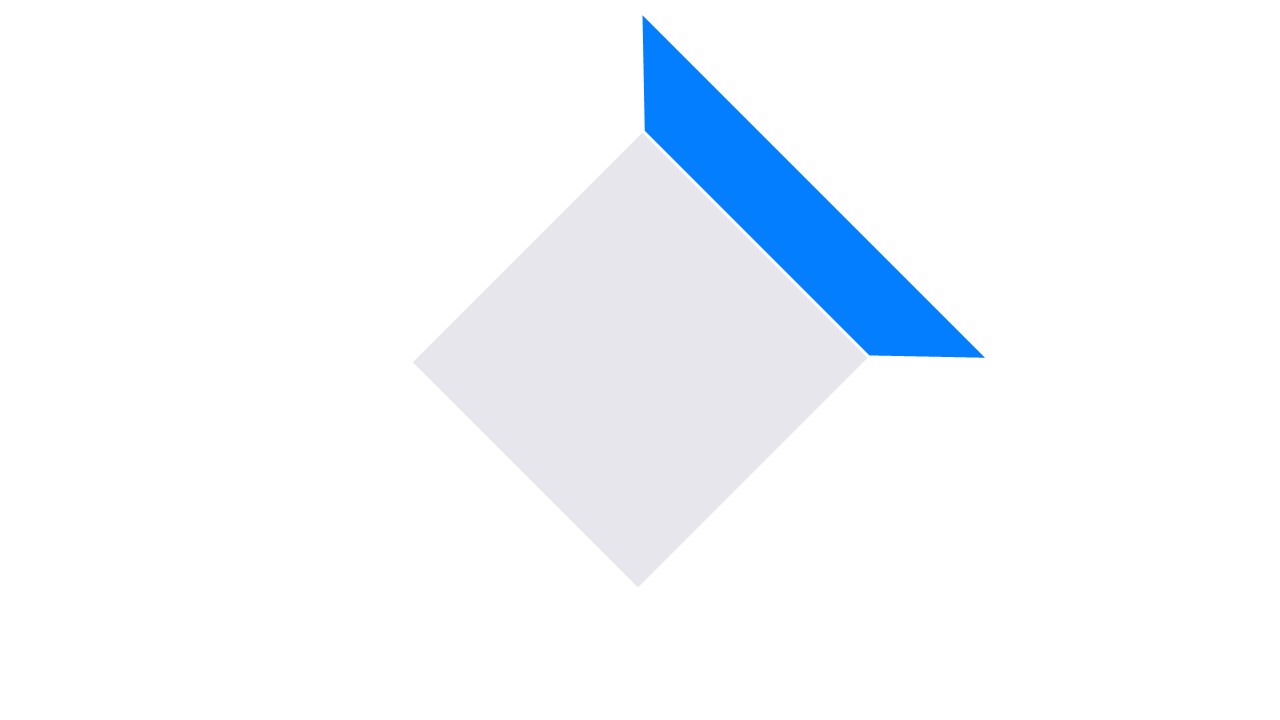 Blue coloured trapezoid border (right side) with a grey square under it.