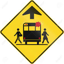 School Bus Stop Ahead Sign