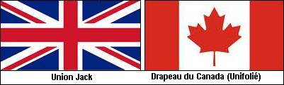 Union Jack's flag and Canada's flag