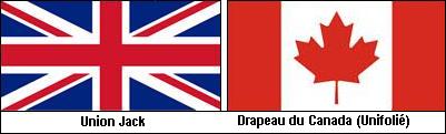 Union Jack's flag and Canada's flag