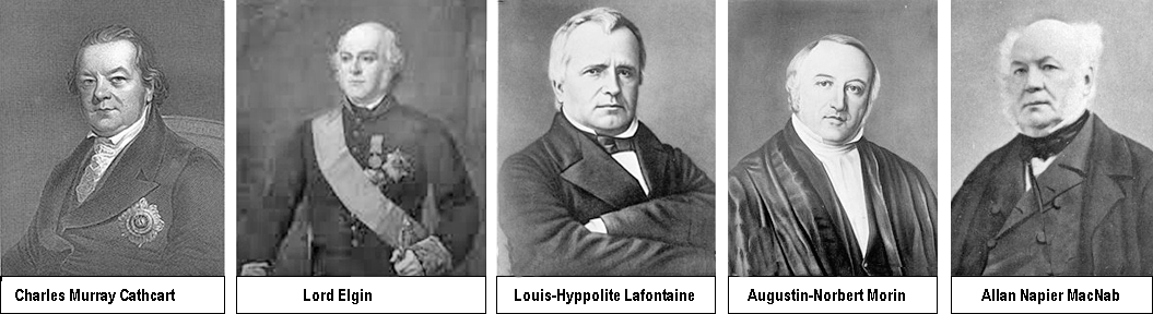 Charles Murray Cathcart, Lord Elgin, Louis-Hippolyte Lafontaine, Augustin-Norbert Merlin, Allan Napier Macnab