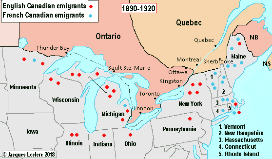 English and French Canadian emigrants : 1890-1920