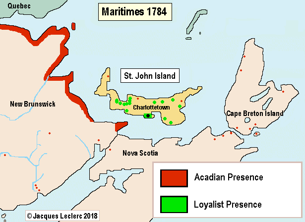 Maritimes 1784 : Acadian and Loyalist presence in St.John Island 