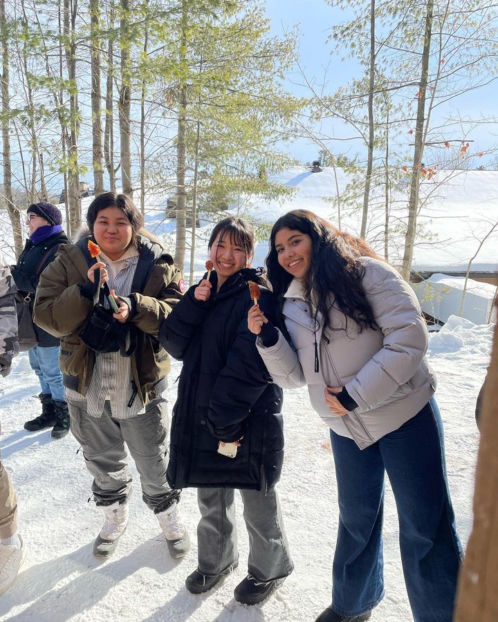 Students at the cabane à sucre