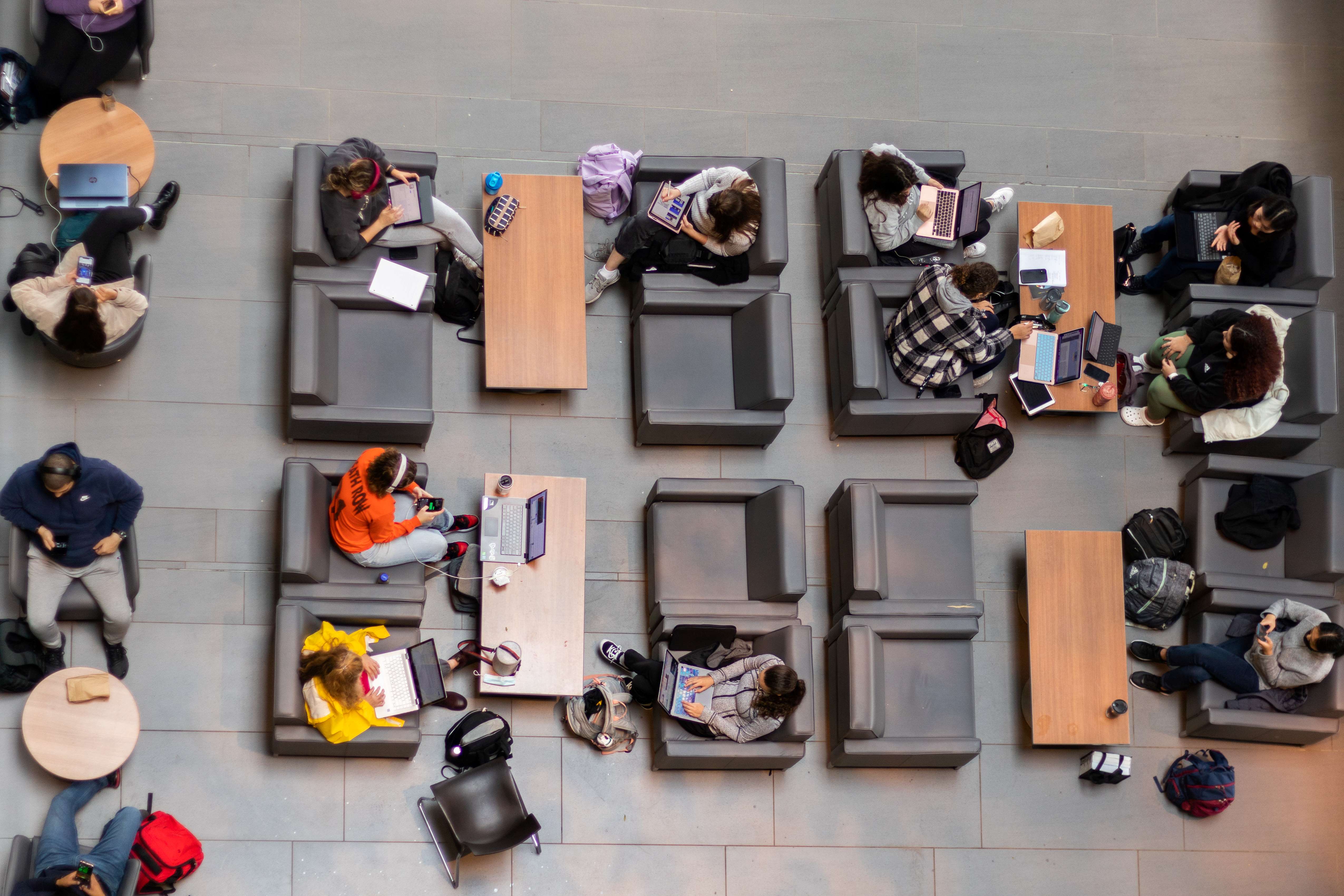 Students in a study area