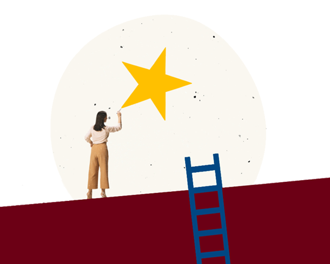 woman, star and ladder