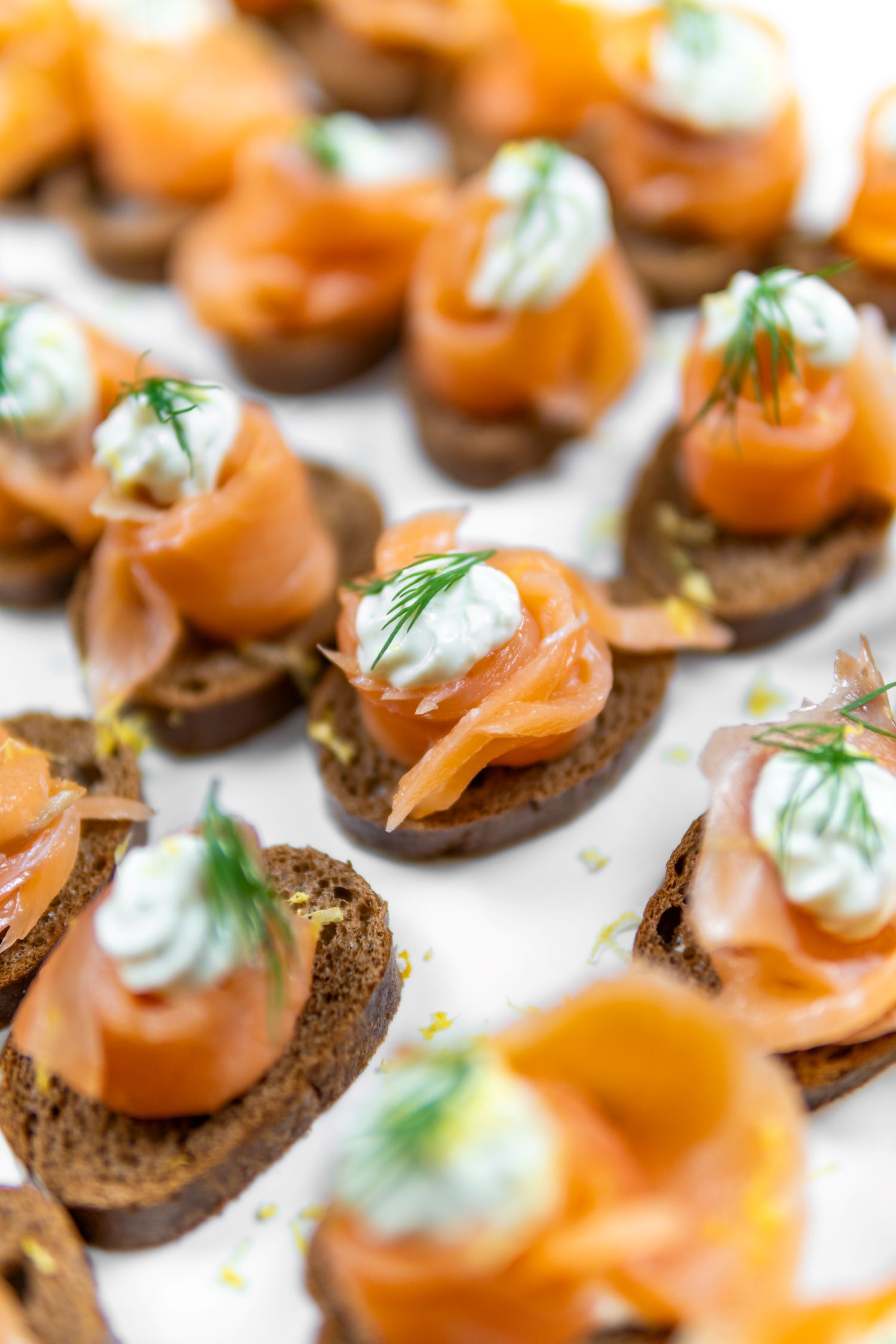 Smoked Salmon on pumpernickel, dill Crème Fraîche