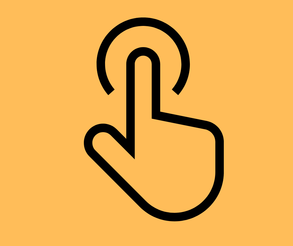 Finger pushing a button on am orange background