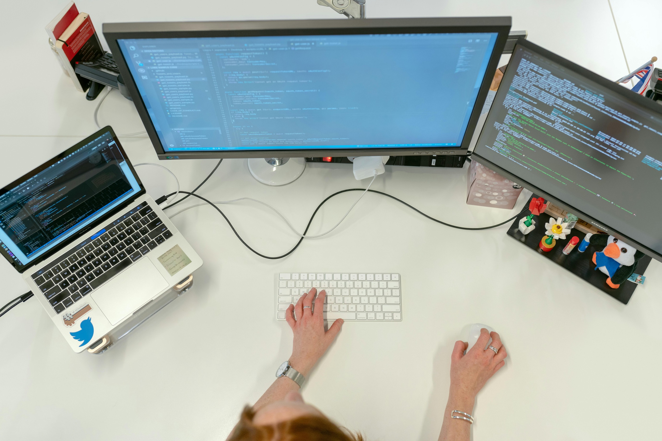 monitors on a table