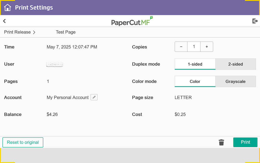 Color options screenshot