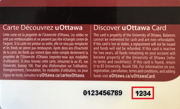 Back of visitors printing card showing the user code