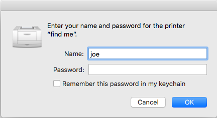 Mac Os password request screenshot