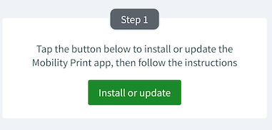 Android installation screen for mobility printer