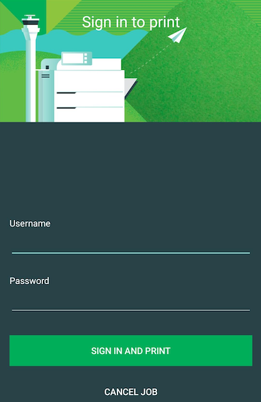 Credentials screen 