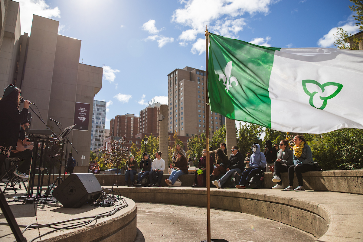 Franco-Ontarian flag on campus
