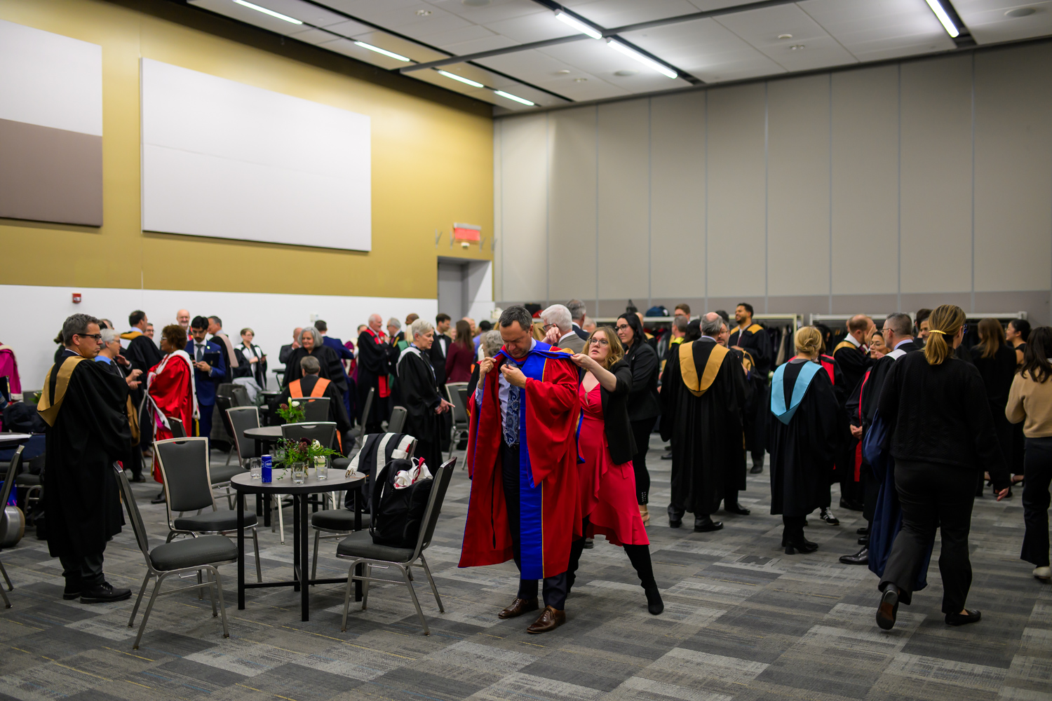 Marie-Eve Sylvestre receiving a hug after the Installation Ceremony