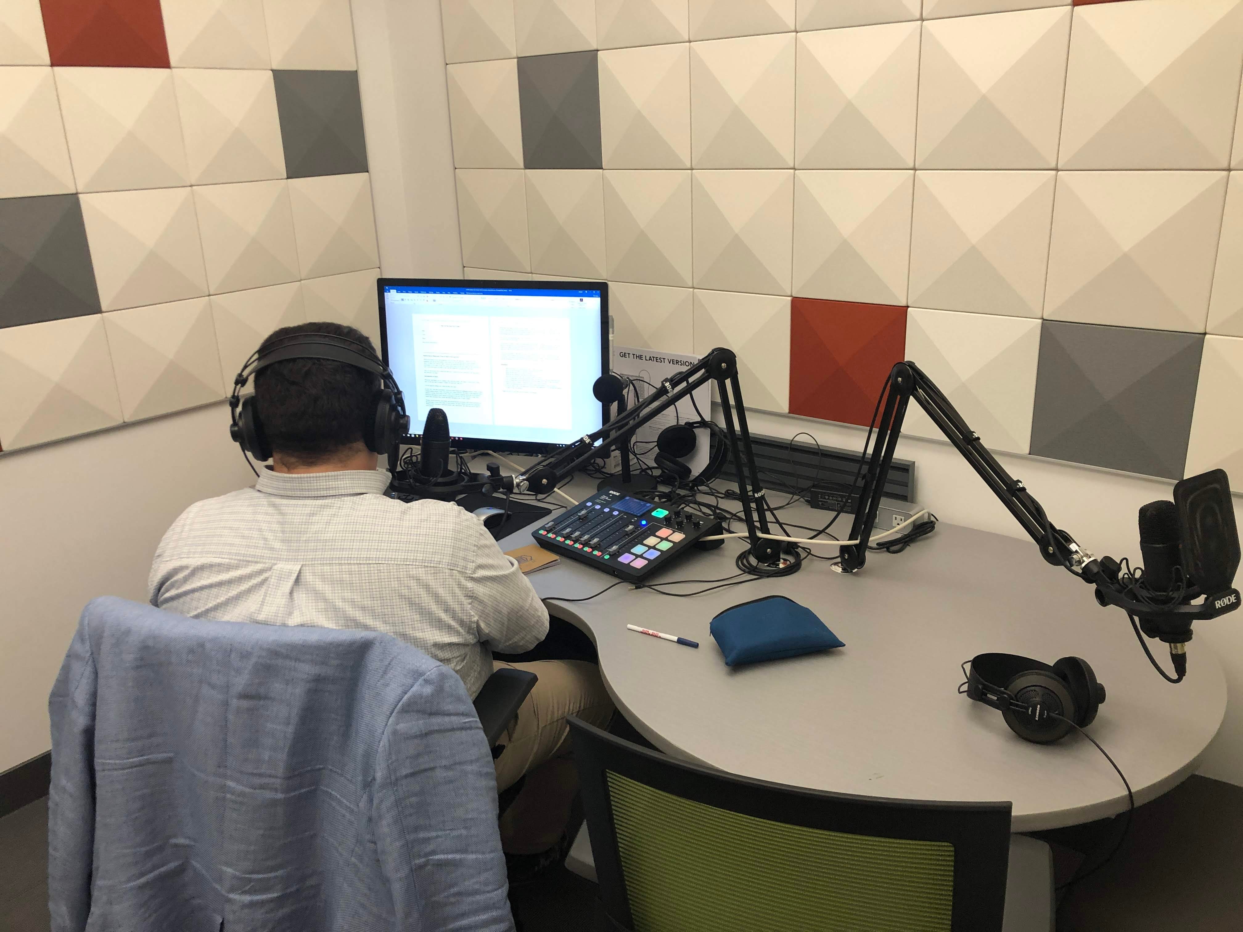 Student doing a podcast