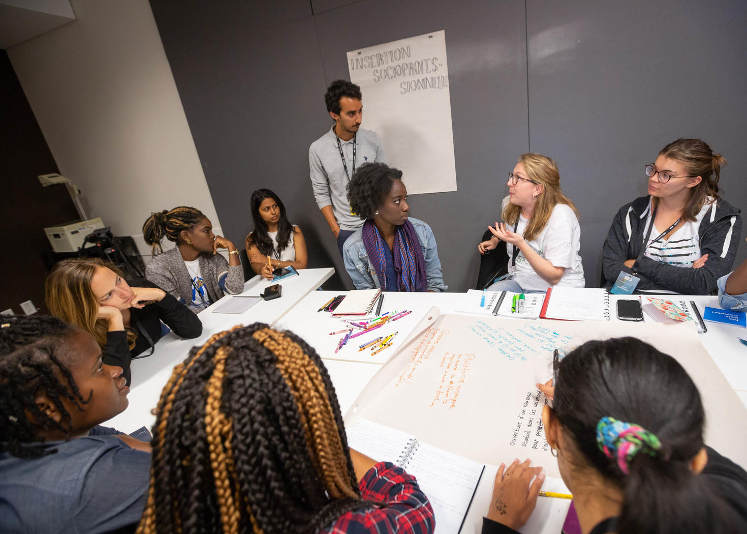 Groupe of people sitting around a table collaborating on research