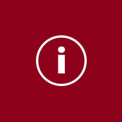 Information icon with red background.