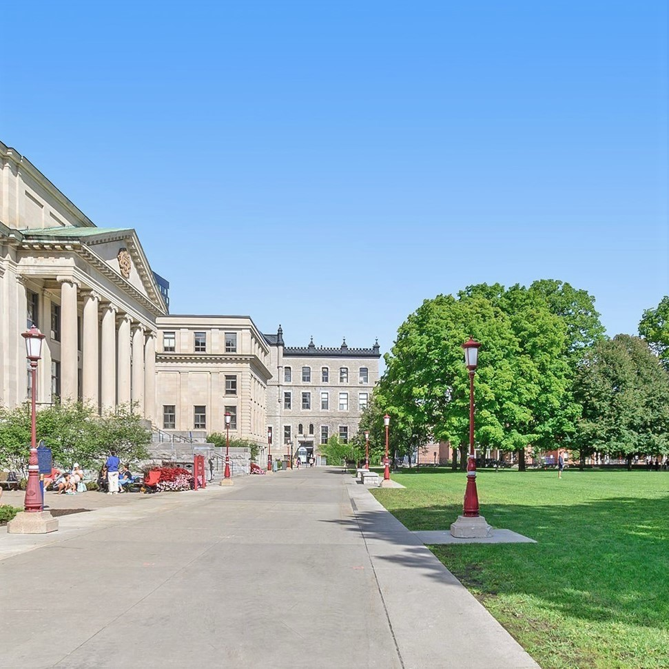 Side view of Tabaret Hall.