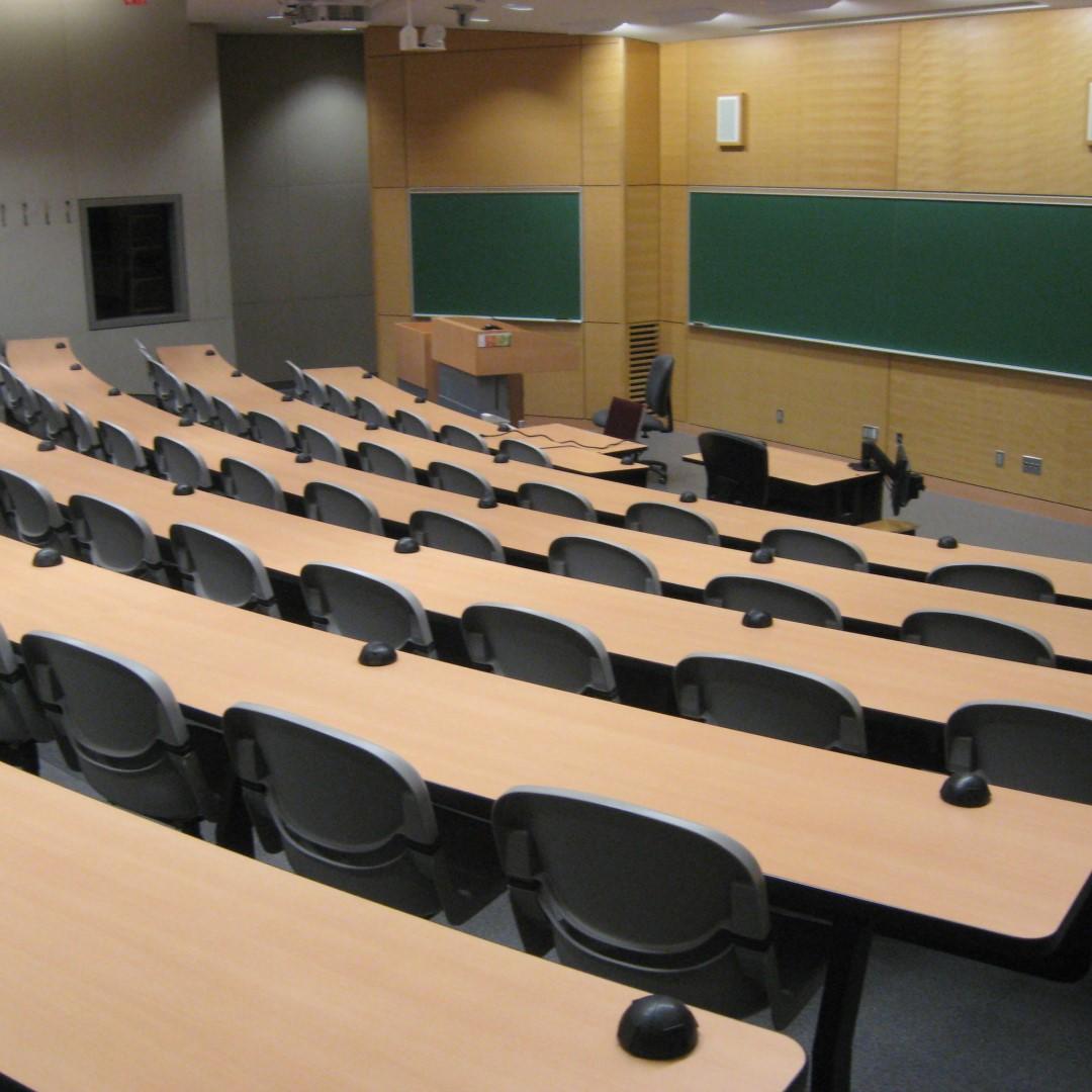 Empty classroom auditorium.