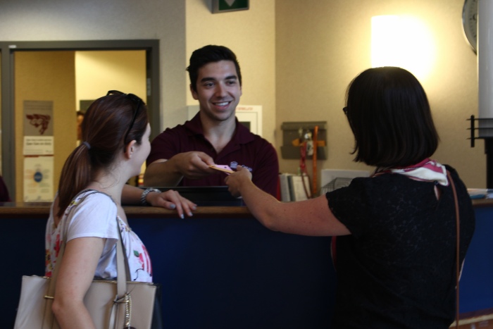 Client Service desk during check in.