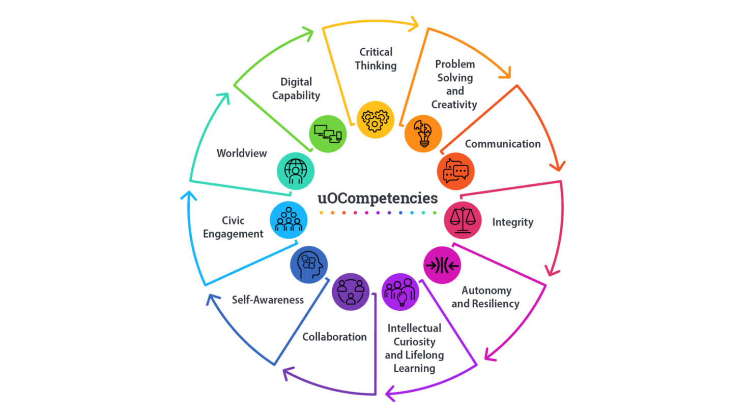 Wheel with eleven competencies in different colors