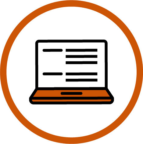 Orange circle with laptop