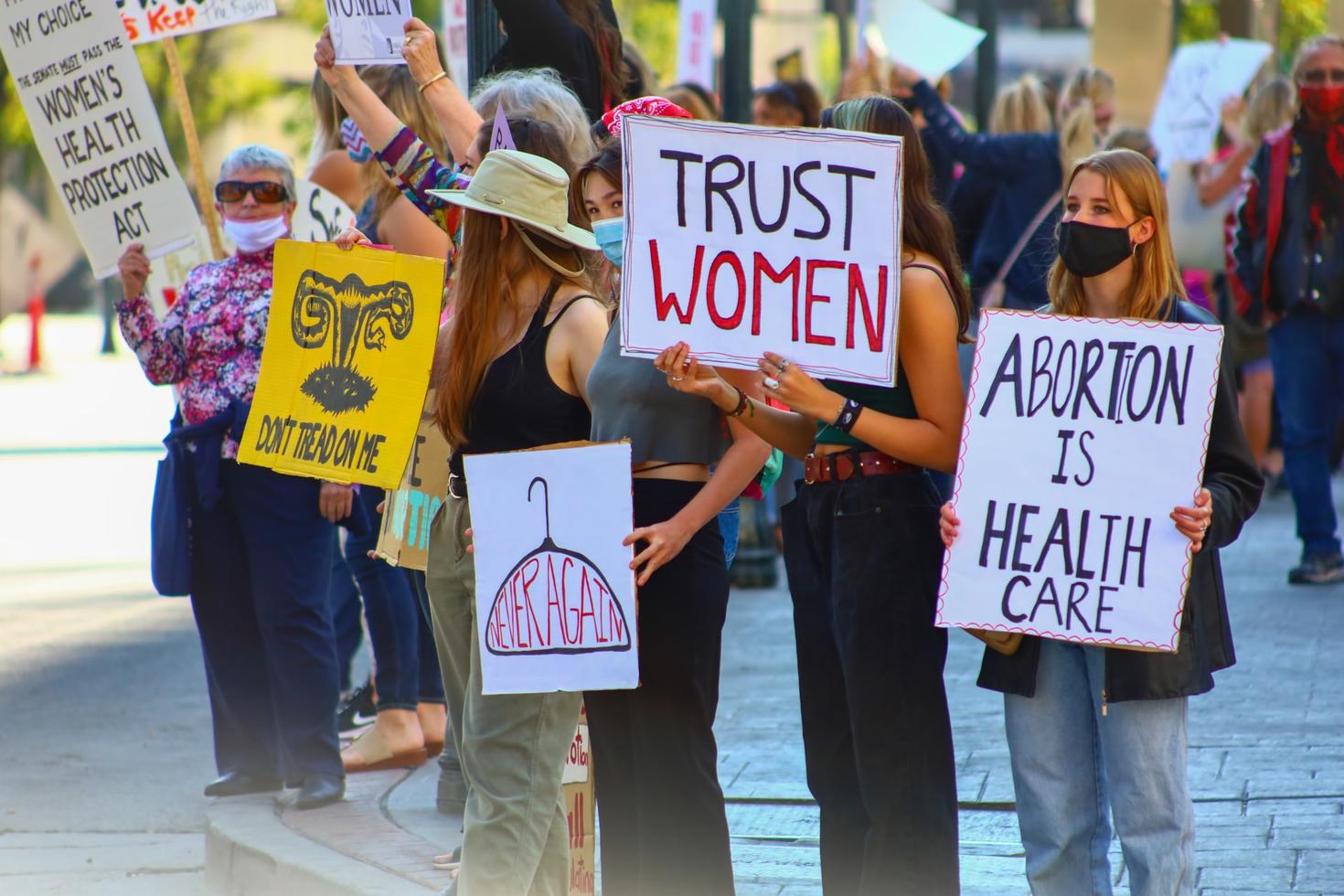 Pro-abortion protestors holding signs