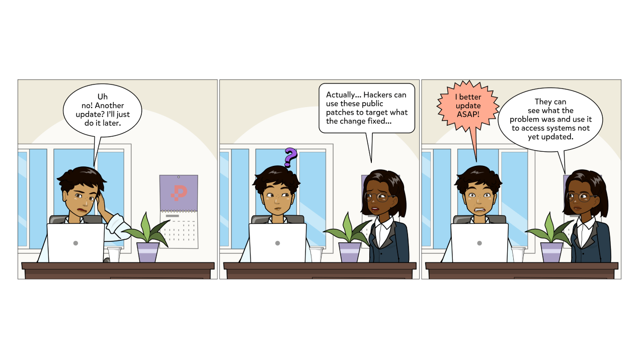 comic strip demonstrating how to avoid hackers