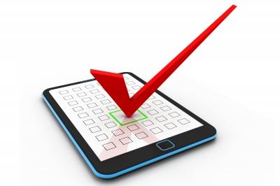 Tablet with checkmark on it