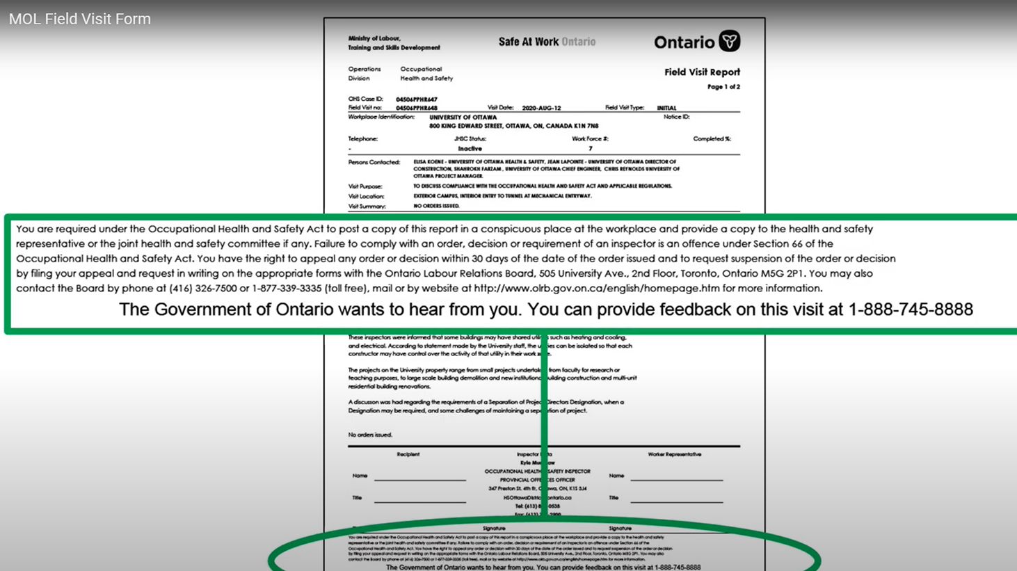 video still of MOL Field Visit Form
