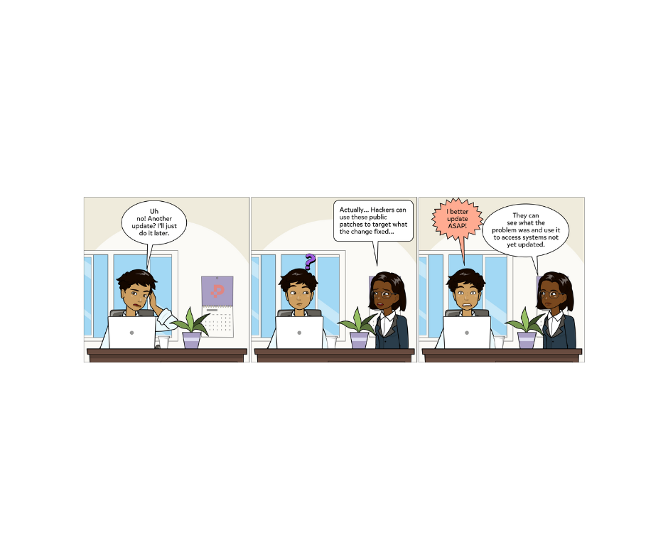 Conversation about the importance of updating your software.